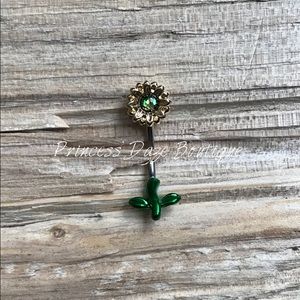 Green Opal Flower Belly Button Ring